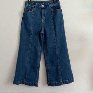 Classic Blue Capri Wide-Leg Jeans